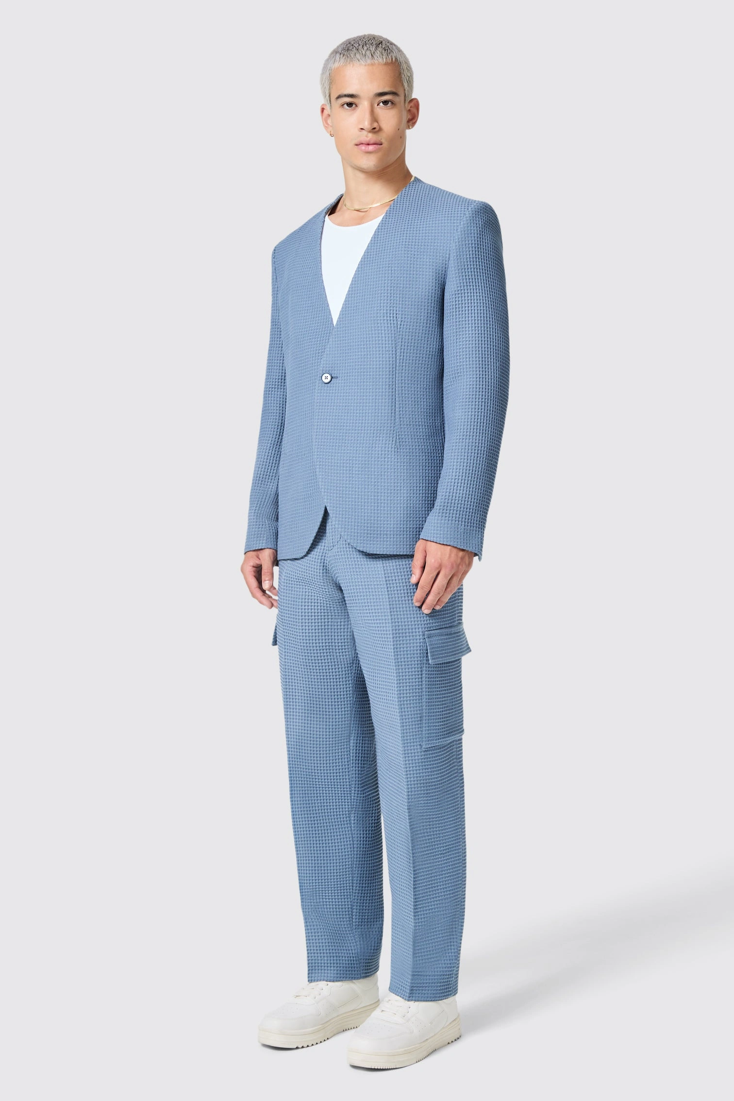 Blaue Waffle-Strick Hosen von Anthony – Ultimative Komfort & Stilarchitektur!